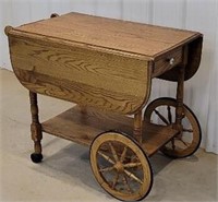 Oak 1 drawer tea cart