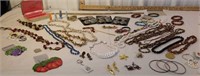 Box lot jewelry - beaded necklaces, earrings,