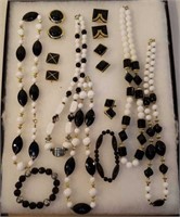 Lot of black and white beaded jewelry