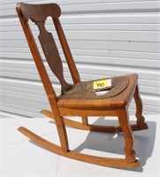 Antique Wooden Rocking chair- Leather seat is tore