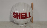 Glass embossed SHELL gas pump globe