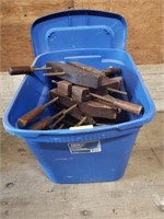 BOX OF WOODEN CLAMPS