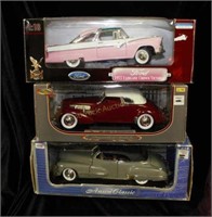(3) 1/18 Scale Model Cars: 1955 Fairlane Glasstop,