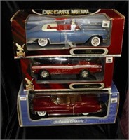 (3) 1:18 Scale Model Cars: 1958 Cadillac Eldorado,