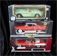 (3) 1:18 Scale Model Cars:1958 Chevrolet Impala,