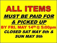 All Items Must Be Removed By May 14th