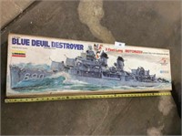Vintage Blue Devil Destroyer Plastic Ship Model