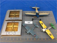 5 miniature model airplanes
