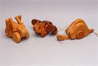 Grasshopper, Bee and Snail Wooden Pull Toys