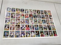 baseball uncut sheet of 55 cards