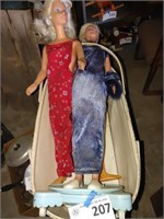 Two Giant Barbies &Bassinet- Lot of Three(3)