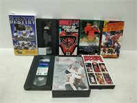 assorted sports VHS and DVDs