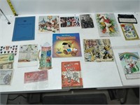 lot of postcards, bills, books, pictures, etc.
