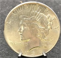 1934-D Peace Silver Dollar, Choice AU