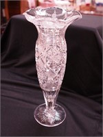 Vintage 13 1/2" high cut and etched crystal vase
