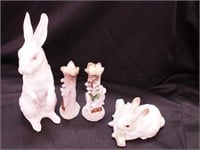 Four items, all with rabbits: pair of 4 1/2"