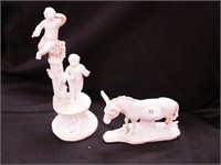 Two vintage white figurines: a china 8 1/2" high