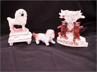 Three pieces of Staffordshire featuring animals: