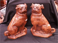 Pair of vintage 11" English pug dogs