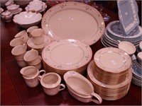 63 pieces of Lenox china dinnerware, Rose Manor
