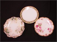 Three vintage plates: 8 1/2" Haviland with drop
