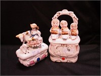 Two fairing trinket boxes: 5" decorated