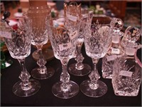 Five cut glass 6 1/2" high wine goblets with