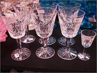 Six Lismore 5 1/4" high Waterford crystal wine