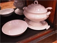 Ironstone pedestal soup tureen with matching