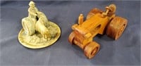 Wooden Tractor, Pottery Tractor