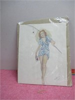 Vintage Handmade (Artist  Signed) Pin Up Girl