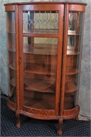 BOW FRONT OAK CABINET