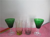 Lot Of Wine Glass Green & Colored glass