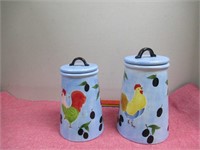 Blue Canister  With Rooster