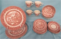 20 PC SET WESSOX PINK WILLOW ENGLAND PLACE SETTING