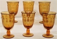 6 YELLOW FOSTORIA GLASSES W/ SHORT STEMS