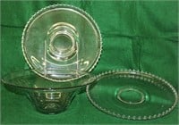 2 CANDLEWICK SERVING PLATTERS W/REMOVEABLE BOWL