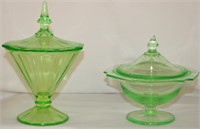 GREEN COVERED COMPOTES WITH LIDS