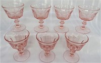 7 PINK GLASS STEMMED DESSERT CUPS