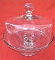 CLEAR GLASS PEDESTAL CAKE PLATE W/GLASS DOME COVER