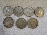 7- 1964 Silver Kennedy Half Dollars