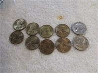 2-Susan B Dollars, 8-2000 Sacagawea Dollar Coins