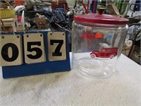 Vintage Original Gordons Counter Jar with Lid- 8"T