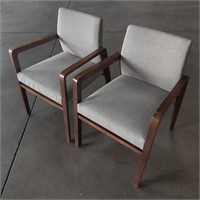 2 Bernhard Gray Fabric Chairs w/ Wood Frame