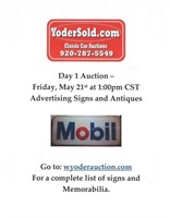 Two Day Auction Event - Day 1 is May 21st at 1:00p