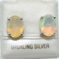 $300 Silver Opal ( Oval 9*7 Mm)(1.95ct) Earrings