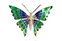 ENAMEL & GOLD BUTTERFLY BROOCH, 19g