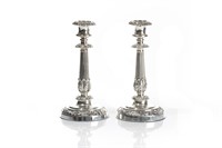 PAIR OF 19TH C ENGLISH SILVER CANDLESTICKS