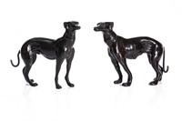 PAIR OF PATINATED BRONZE DOG FIGURES