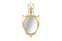 EARLY 20TH C ADAM'S STYLE OVAL MIRROR